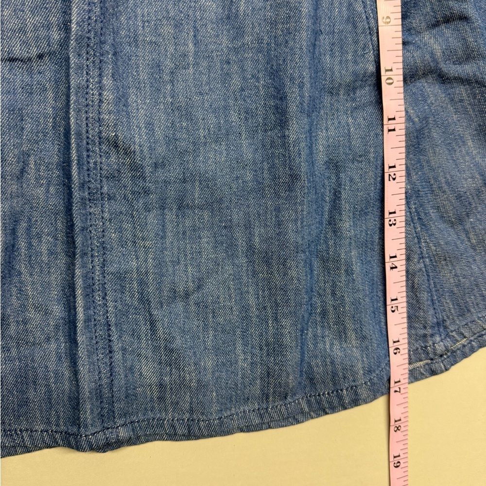 Madewell Linen Blend Blue Denim Jean Skirt Size 0 Zip Closure A-line Zipper - Picture 13 of 13